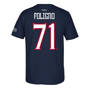 Men's Reebok Columbus Blue Jackets Nick Foligno 2017 Stanley Cup Playoffs Player Tee