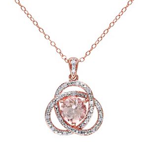 Sterling Silver Morganite & 1/10 Carat T.W. Diamond Swirl Pendant