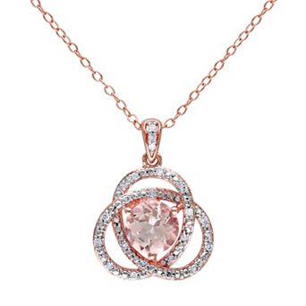 Stella Grace Sterling Silver Morganite & 1/10 Carat T.W. Diamond Swirl Pendant