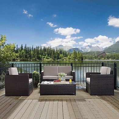 Crosley Palm Harbor Patio Loveseat, Arm Chair & Coffee Table 4-piece Set