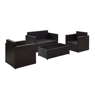 Crosley Palm Harbor Patio Loveseat, Arm Chair & Coffee Table 4-piece Set