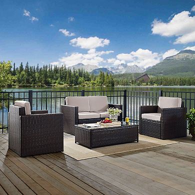 Crosley Palm Harbor Patio Loveseat, Arm Chair & Coffee Table 4-piece Set