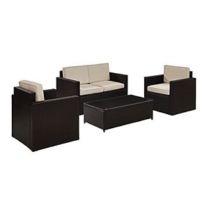 Crosley Furniture Palm Harbor Patio Loveseat, Arm Chair & Coffee Table 4-piece Set