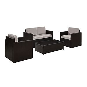 Crosley Furniture Palm Harbor Patio Loveseat, Arm Chair & Coffee Table 4-piece Set
