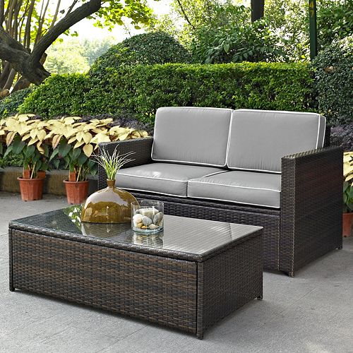 Crosley Furniture Palm Harbor Patio Loveseat & Coffee Table 2piece Set