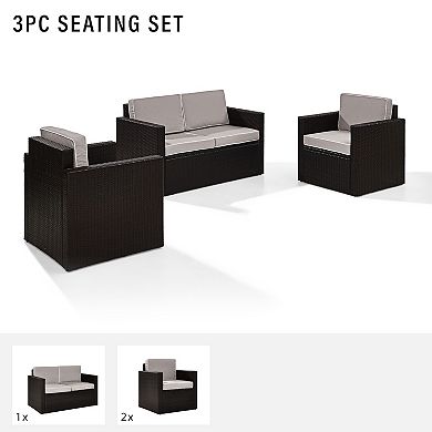 Crosley Palm Harbor Patio Loveseat & Arm Chair 3-piece Set