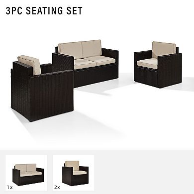 Crosley Furniture Palm Harbor Patio Loveseat & Arm Chair 3-piece Set