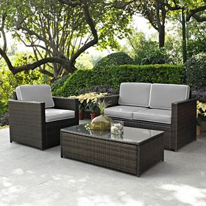 Crosley Furniture Palm Harbor Patio Loveseat, Arm Chair & Coffee Table 3-piece Set