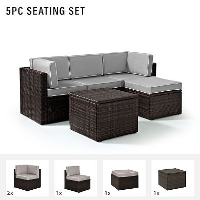 Crosley Furniture Palm Harbor Patio Sectional Chair, Ottoman & Coffee Table 5-piece Set