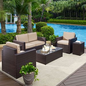 Crosley Furniture Palm Harbor Patio Loveseat, Arm Chair, End Table & Coffee Table 5-piece Set