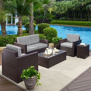 Crosley Furniture Palm Harbor Patio Loveseat, Arm Chair, End Table & Coffee Table 5-piece Set