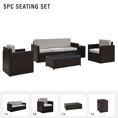 Crosley Furniture Palm Harbor Patio Sofa, Arm Chair, End Table & Coffee Table 5-piece Set
