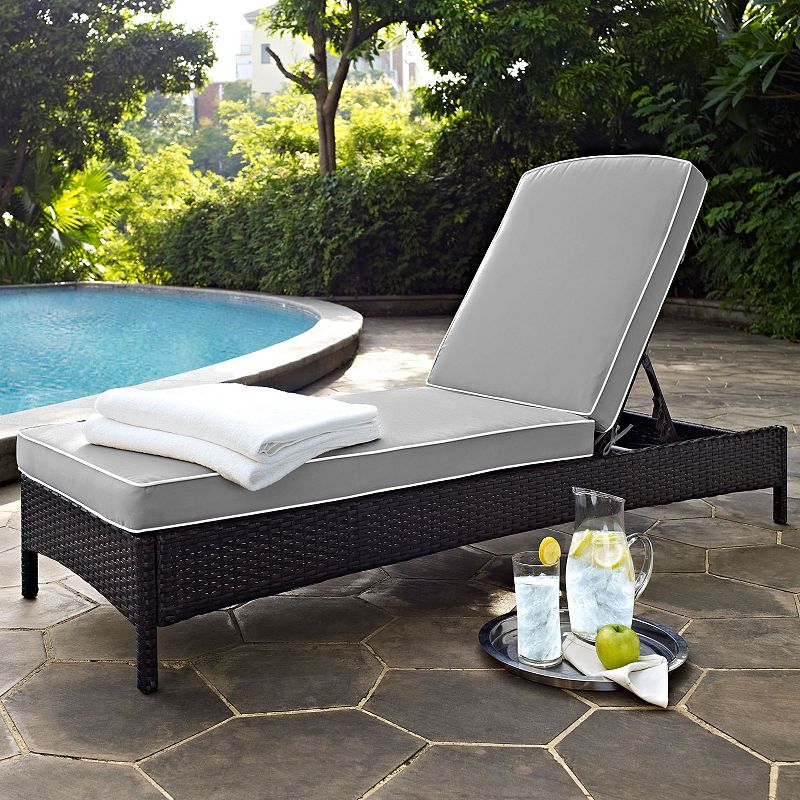 Crosley Furniture Palm Harbor Patio Chaise Lounge Chair, Grey