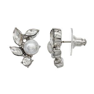 Simply Vera Vera Wang Nickel Free Faceted Stone & Simulated Pearl Cluster Stud Earrings
