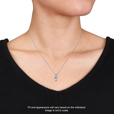 Stella Grace Sterling Silver Aquamarine & Diamond Accent Heart Pendant