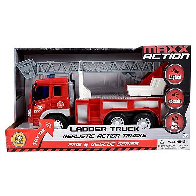 Maxx Action Realistic Action Trucks Fire Rescue Ladder Truck