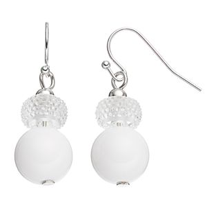 White Beaded Nickel Free Double Drop Earrings