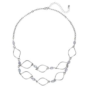 Blue Bead Twisted Marquise Swag Necklace