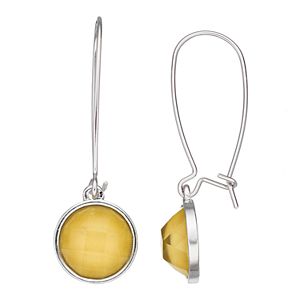 Yellow Round Stone Nickel Free Drop Earrings