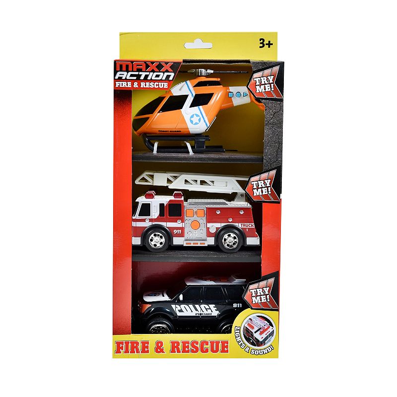 Maxx Action 3-Pack Fire & Rescue Die-Cast Vehicle Set, Multicolor