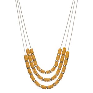 Yellow Disc Bead Multi Strand Necklace
