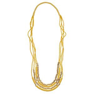 Yellow Beaded Multi Strand Necklace