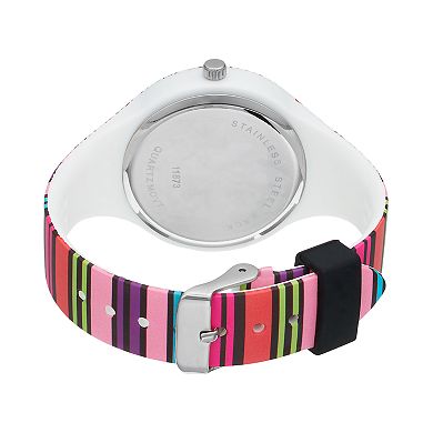 Women's Crystal Accent Striped Watch