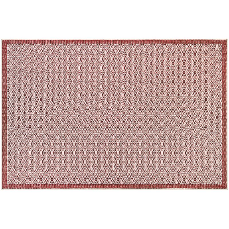 Couristan Monaco Sea Pier Subtle Lattice Indoor Outdoor Rug, Brown Red, 5X7.5 Ft