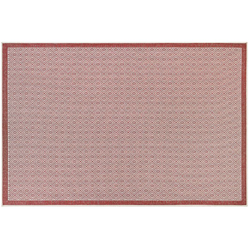 Couristan Monaco Sea Pier Subtle Lattice Indoor Outdoor Rug, Brown Red, 5X7.5 Ft