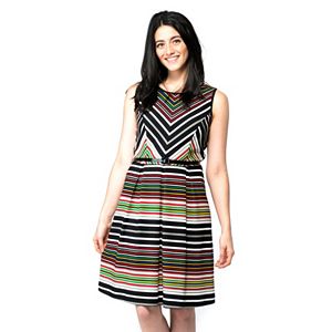 Women's ILE New York Striped Fit & Flare Dress