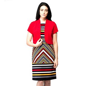 Women's ILE New York Striped Dress & Jacket Set