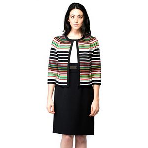 Women's ILE New York Colorblock Sheath Dress & Striped Jacket Set