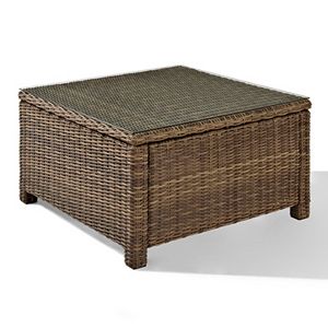 Bradenton Outdoor Wicker Sectional Glass Top Coffee Table