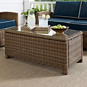 Bradenton Outdoor Wicker Glass Top Table