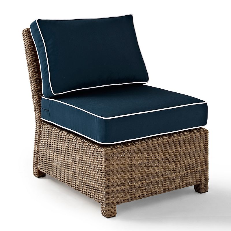 Crosley Outdoor Bradenton Outdoor Wicker Sectional Center Chair, Blue