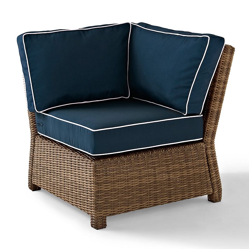 Crosley Outdoor Bradenton Outdoor Wicker Sectional Corner Chair, Blue