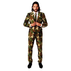 Men's OppoSuits Slim-Fit Commando Camouflage Suit & Tie Set