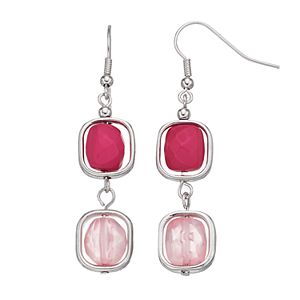 Pink Orbital Bead Nickel Free Linear Drop Earrings