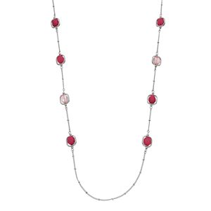 Long Magenta Orbital Bead Station Necklace