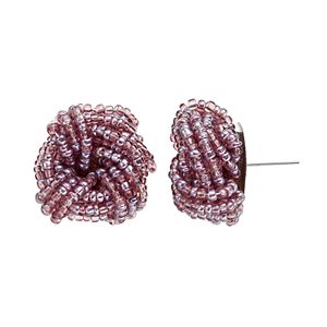 Knotted Purple Seed Bead Nickel Free Stud Earrings