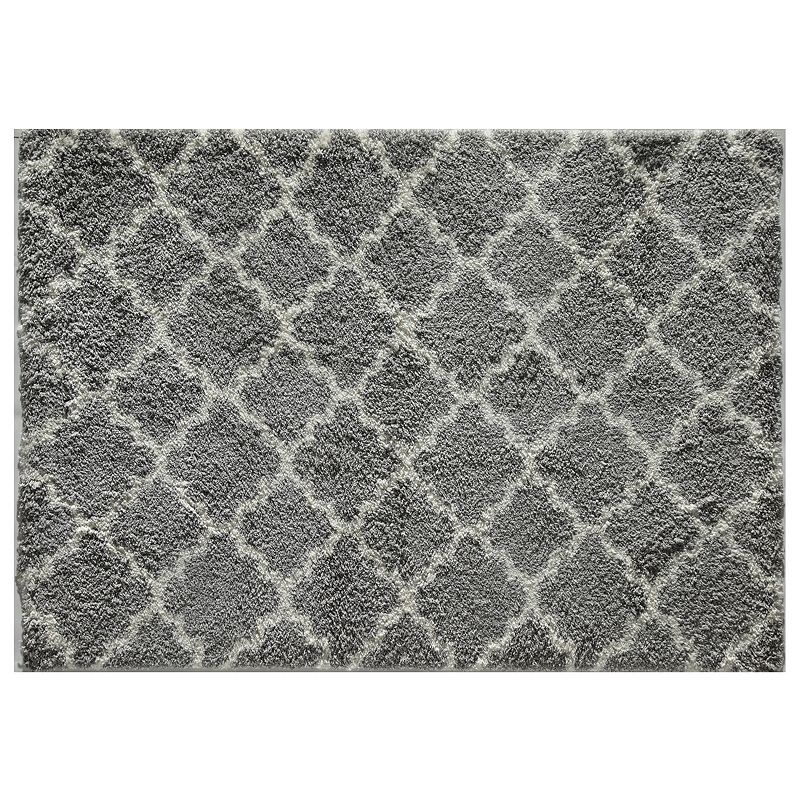 Rugs America Feather Shag Quatrefoil Rug, Grey, 5X8 Ft