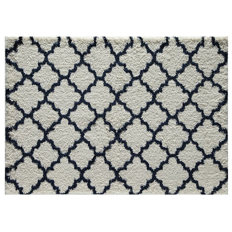 Rugs America Feather Shag Quatrefoil Rug, Lt Beige, 5X8 Ft