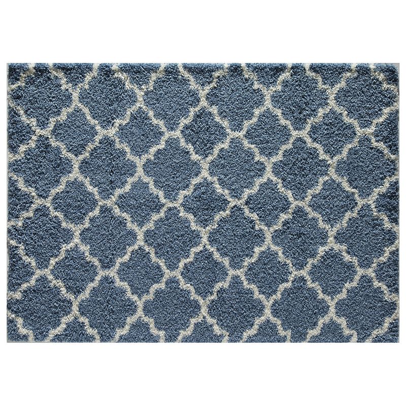 Rugs America Feather Shag Quatrefoil Rug, Blue, 5X8 Ft