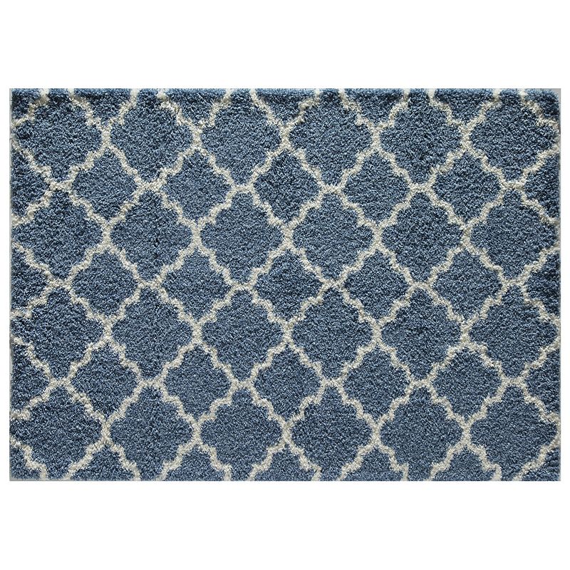 Rugs America Feather Shag Quatrefoil Rug, Blue, 5X8 Ft