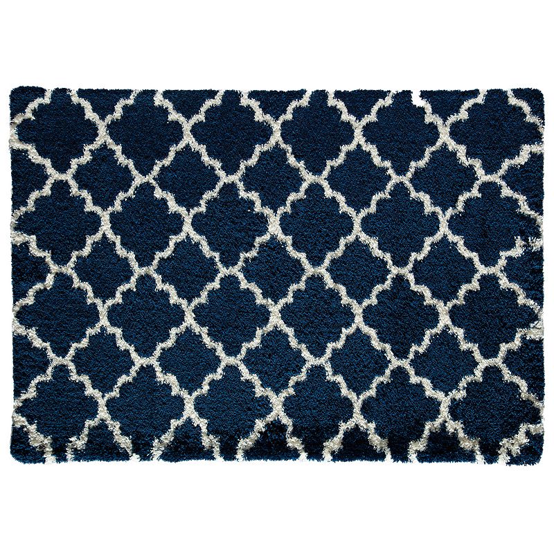 Rugs America Feather Shag Quatrefoil Rug, Blue, 5X8 Ft