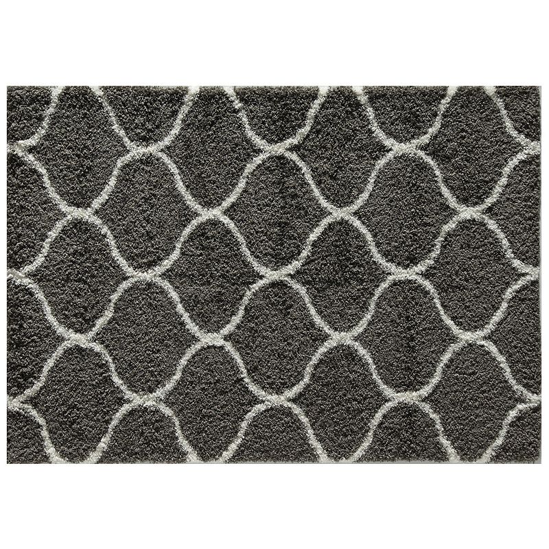 Rugs America Feather Shag Links Trellis Rug, Grey, 8X10 Ft