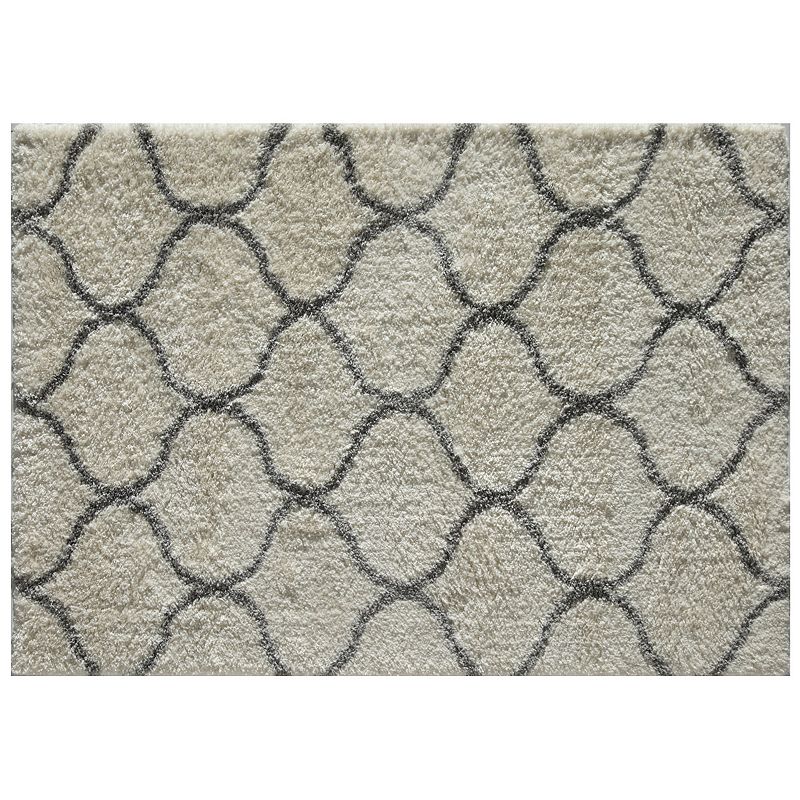 Rugs America Feather Shag Links Trellis Rug, Lt Beige, 5X8 Ft