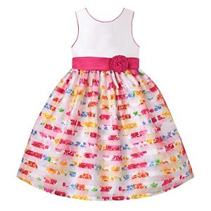 Girls 7-16 American Princess Floral Burnout Stripe Skirt Tea Length Dress