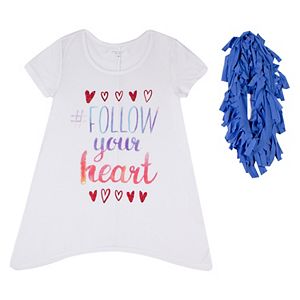 Girls 7-16 & Plus Size Harper & Elliott Sharkbite Graphic Tunic & Scarf Set