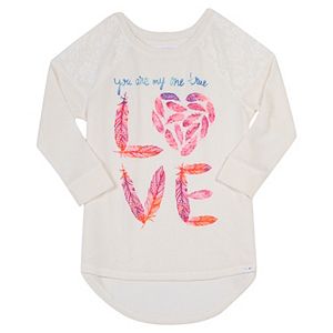 Girls Plus Size Harper & Elliott Lace Raglan Graphic Tee
